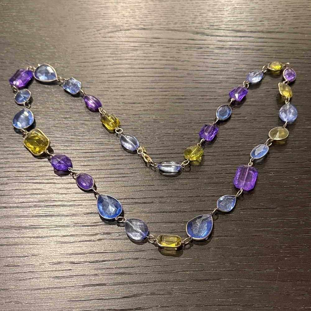 Fun Boho Large Elegant Multicolor Gemstone Necklace